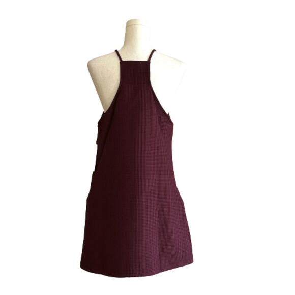 TOBI Dress Corlette Wine Waffle Weave Halter Racerback Pockets Shift Medium NEW - Picture 6 of 13